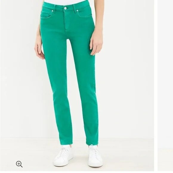 LOFT Green Mid Rise Girlfriend Jeans 27 - Picture 2 of 4